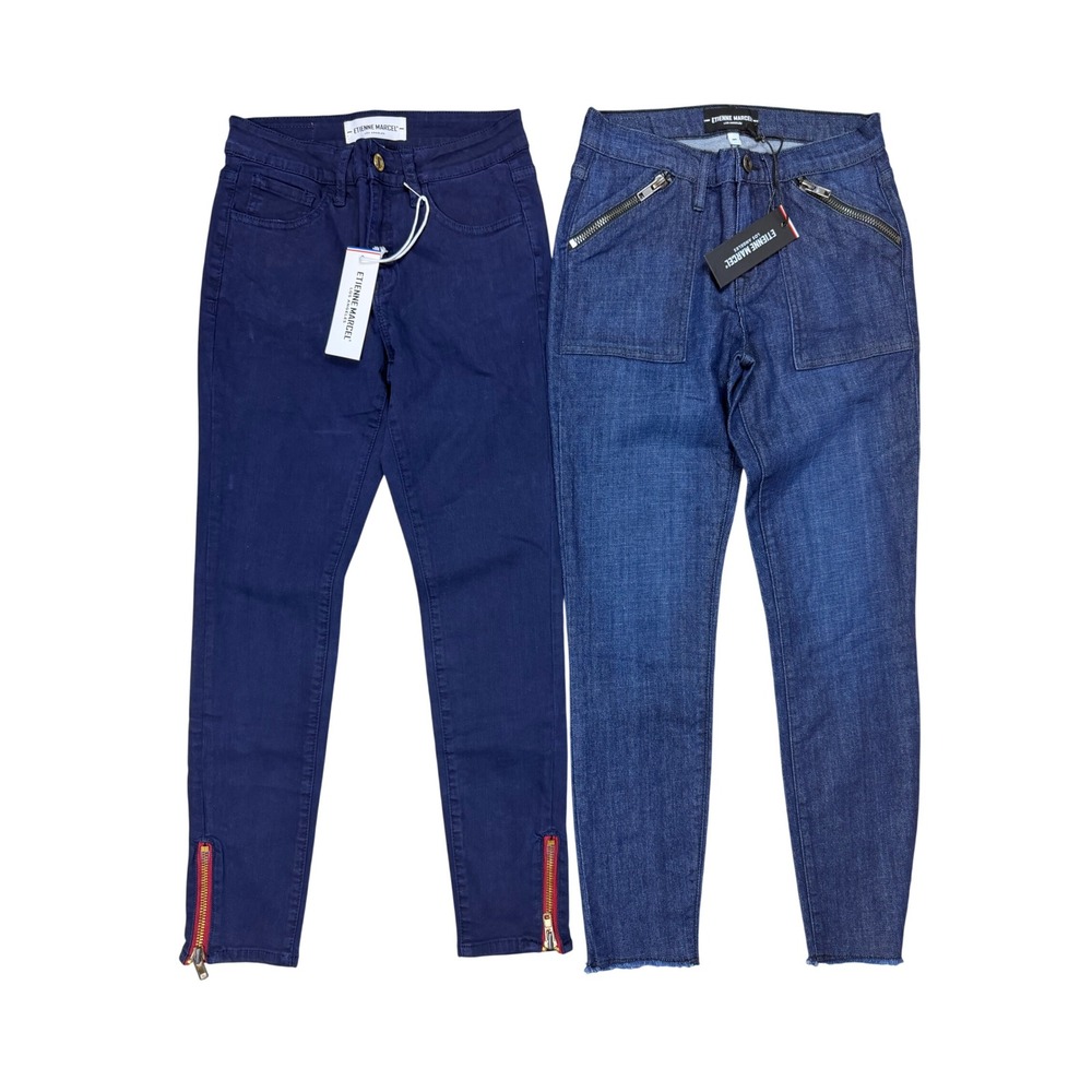 Etienne Marcel Los Angeles Skinny Jeans Lot Navy Red Zip & Medium Wash Jeans 26